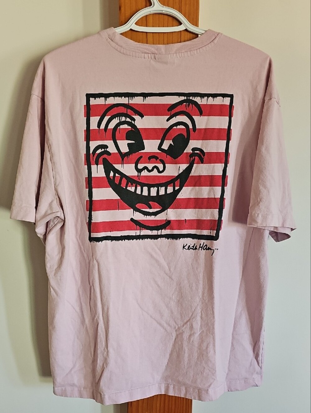 Men's Keith Harring Fie H&M Light Pink Graphic Crewneck T-Shirt